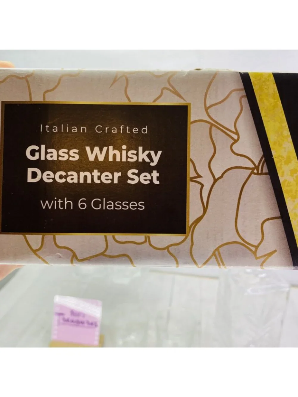 Paksh 7-Piece Italian Crafted Glass Decanter Stopper & Whisky Glasses Set Boxed